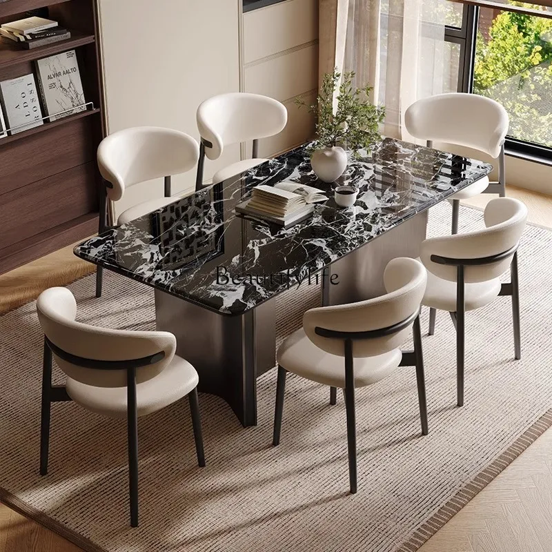 

Modern light luxury microcrystalline stone Italian light luxury high sense modern simple rectangular dining table