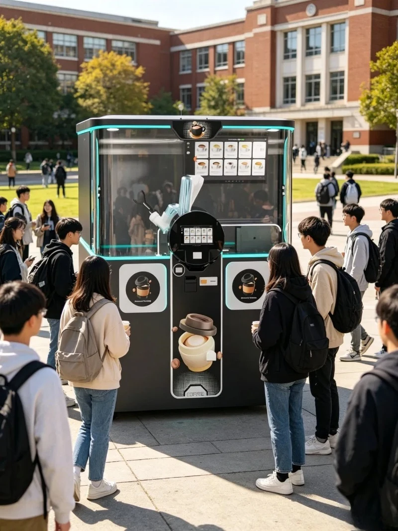 Robotic Arm Automatic Coffee Vending Machine Unmanned Self Service Coffee Maker for Hotel Cinema Campus Beach Amusement Park