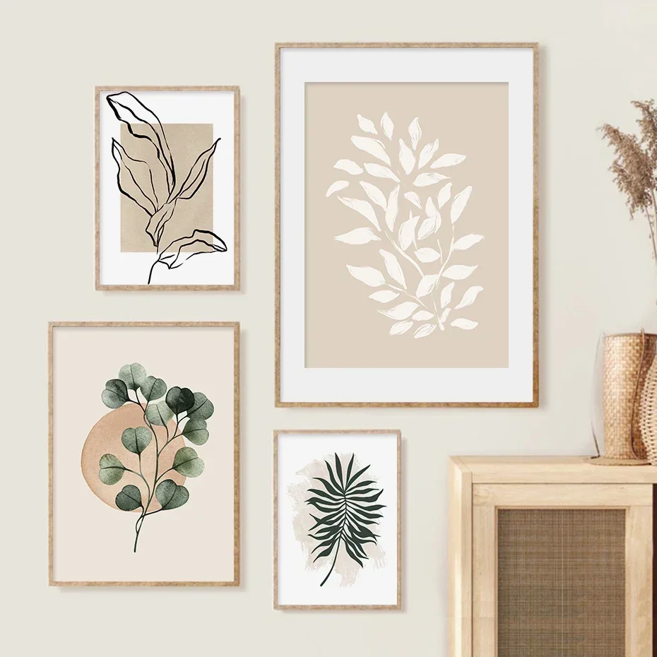 Boho abstrakte Blätter Landschaft Poster Leinwand Malerei Wand Kunstdruck Bilder Schlafzimmer Wohnzimmer Inneneinrichtung Dekoration