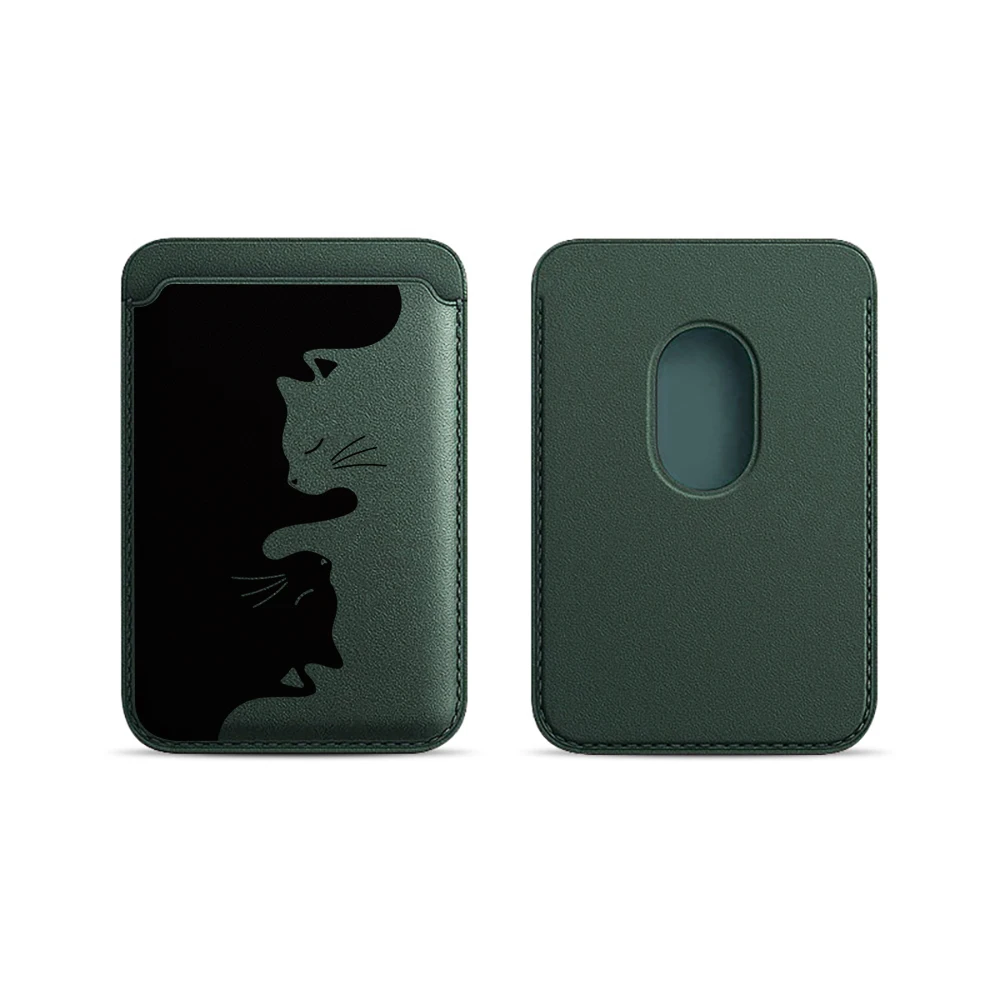 Kreative Katzen-Leder-Kartenhalterhülle für Magnetische Hüllen, Geeignet für alle iPhone Magsafe Karten-Handyrückseiten-Taschen – Detail 17