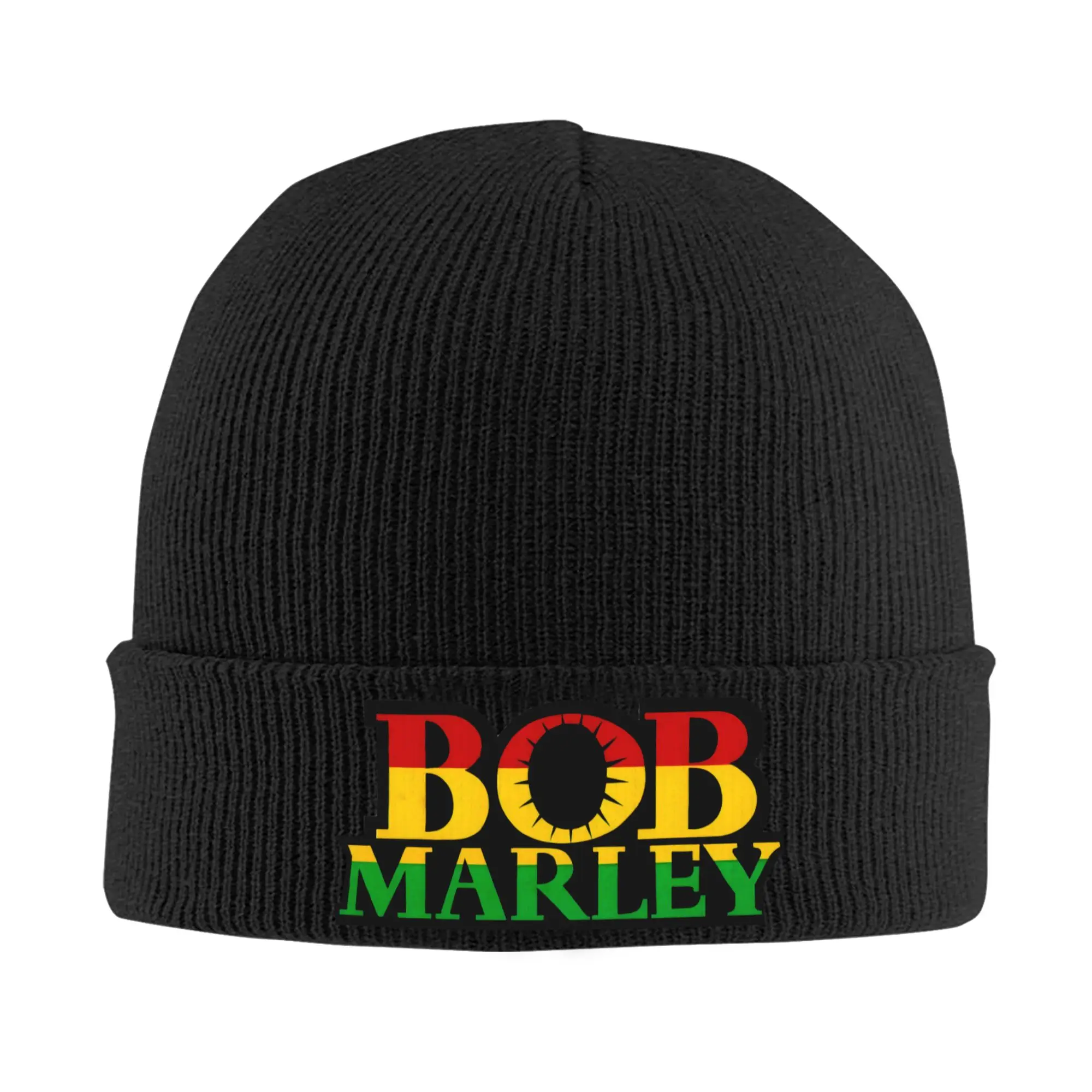 Custom Jamaica Singer Reggae Rock Bob Marley Skullies Beanies Caps Unisex Fashion Winter Warm Knitted Hat Adult  Bonnet Hats