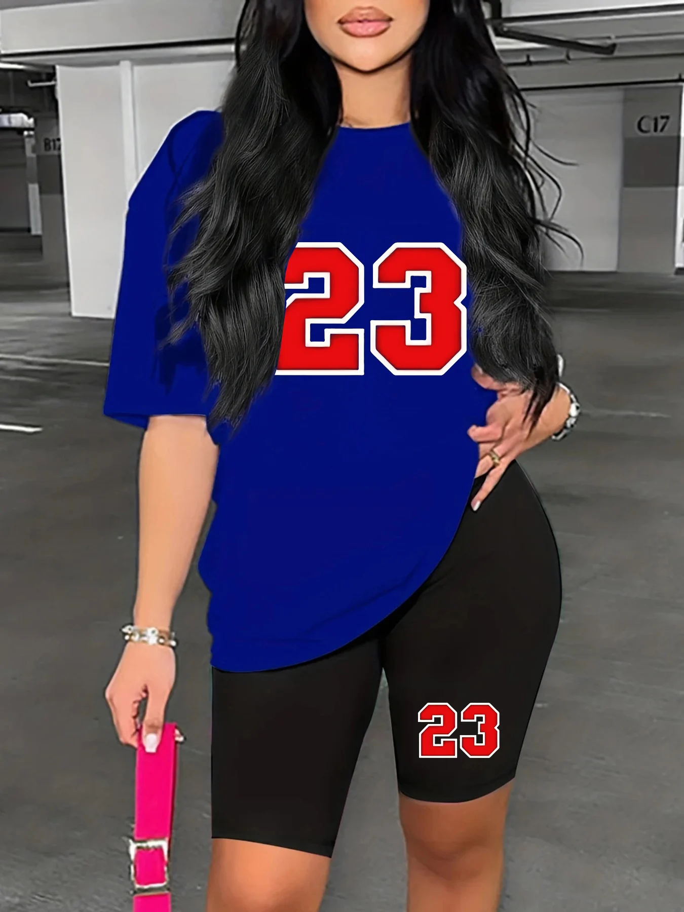 

Женская свободная футболка с короткими рукавами и принтом королевы, шорты, комплект из двух предметов, повседневный однотонный комплект с круглым вырезом и коротким рукавом