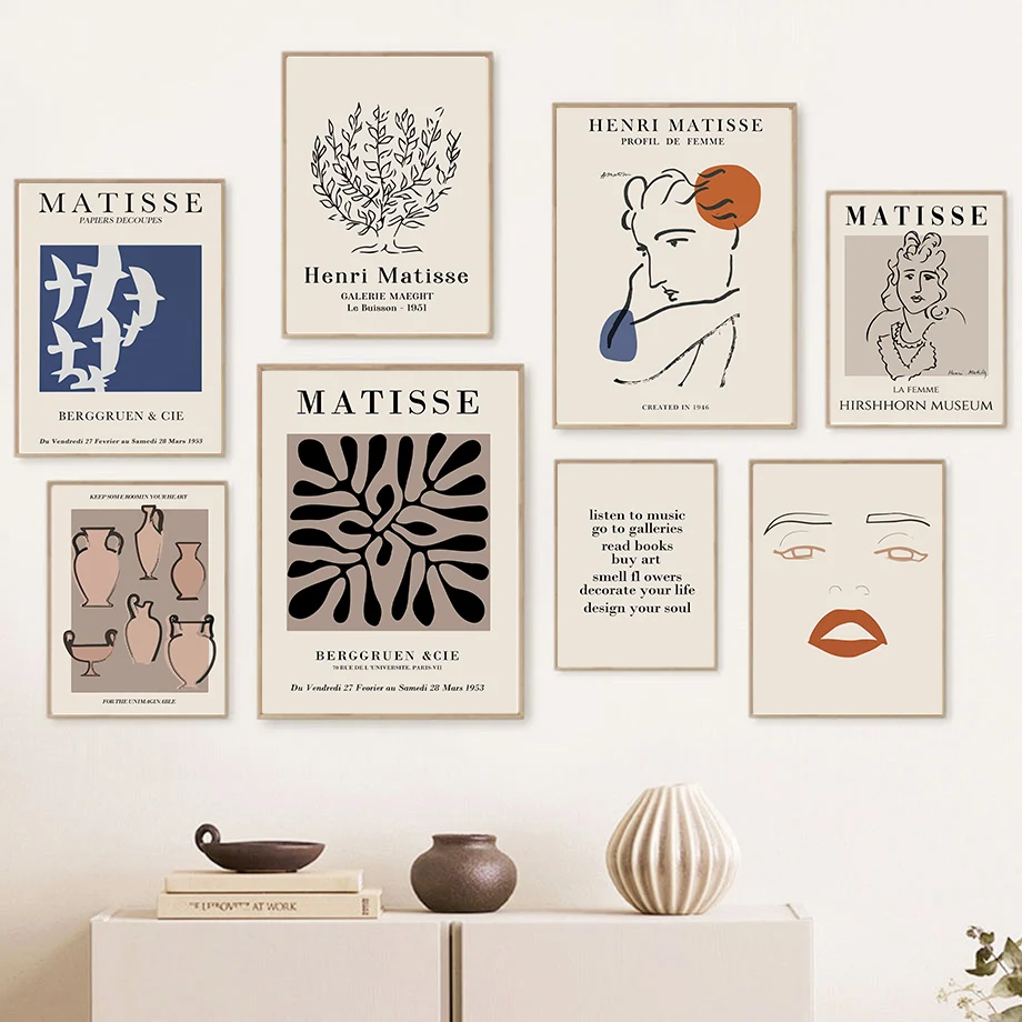 Abstract Matisse Leaf Simple Poster Wall Art Posters Vintage Canvas Prints Poster for Home Decoration Living Room Bedroom Dec