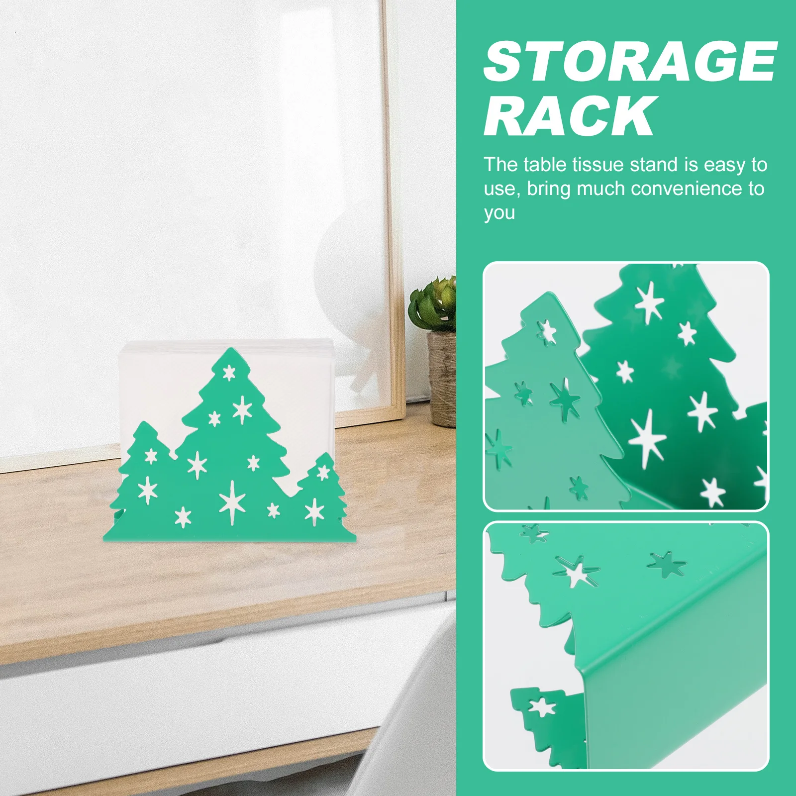 

1Pcs Christmas Tree Napkin Holder Stainless Steel Tissue Rack Creative Paper Towel Stand for Home Restaurant Desktop Storage