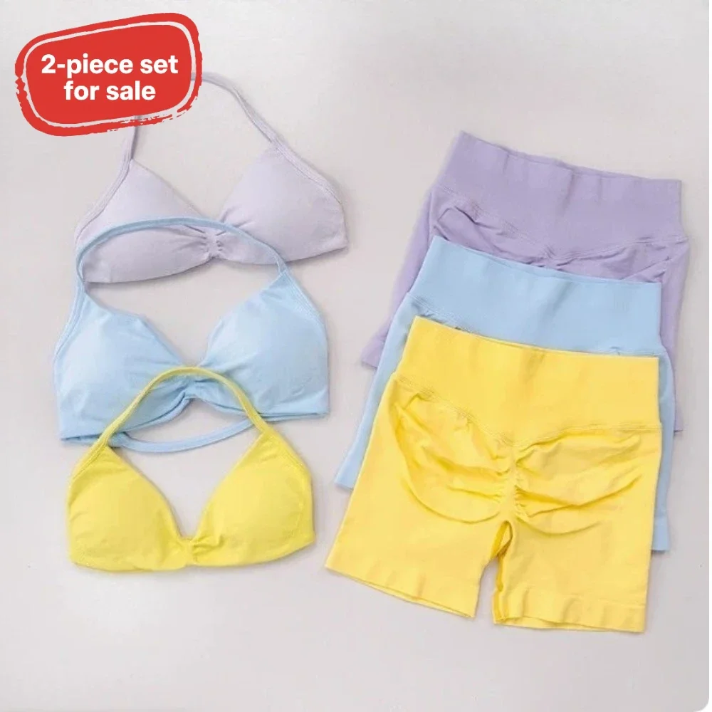 

Комплект из 2 предметов для йоги Dynamic Impact, шорты и бюстгальтер, шорты с ремешками, бюстгальтер для тренажерного зала, пилатеса, велоспорта, фитнеса, тренировок, бесшовный комплект для спортзала