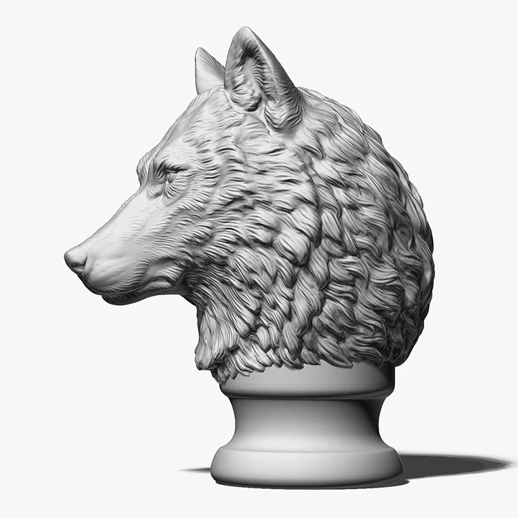 Custom Design Animal Head Statue Stainless Steel Polyresin Resin Wolf Head Sculpture