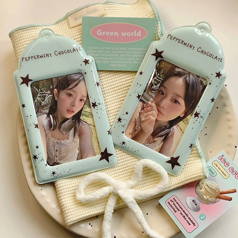 

Peppermint Chocolate Photocard Holder Ins Idol Photo Card Protector Bag Pendant 3 Inch Card Holder ID Holder Photo Sleeve