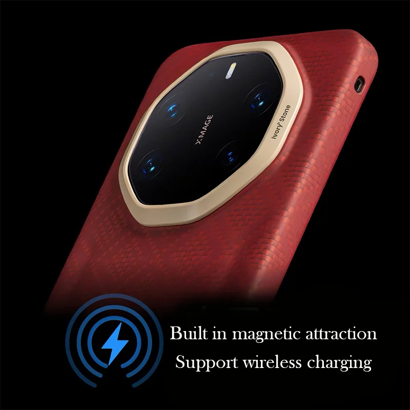 Newcloth Magnetic Carbon Fibre Case For Huawei Mate X7 Kevlar Wireless Charging Back Cover Shell