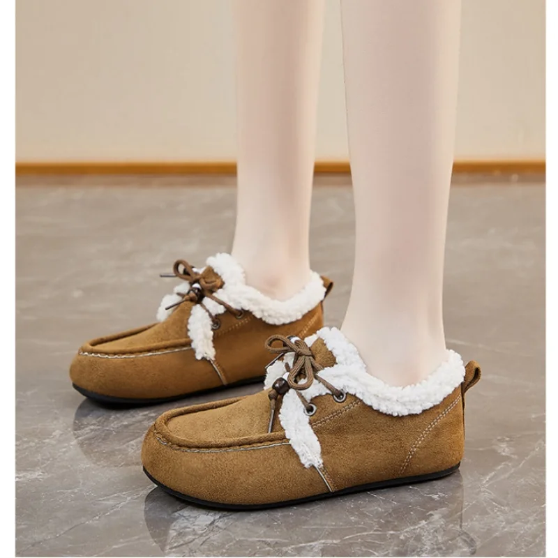 

Winter Fleece Women's Sports Shoes Warm Casual Teenager Shoes Height-Increasing Outdoor Anti-Slip Work Footwear