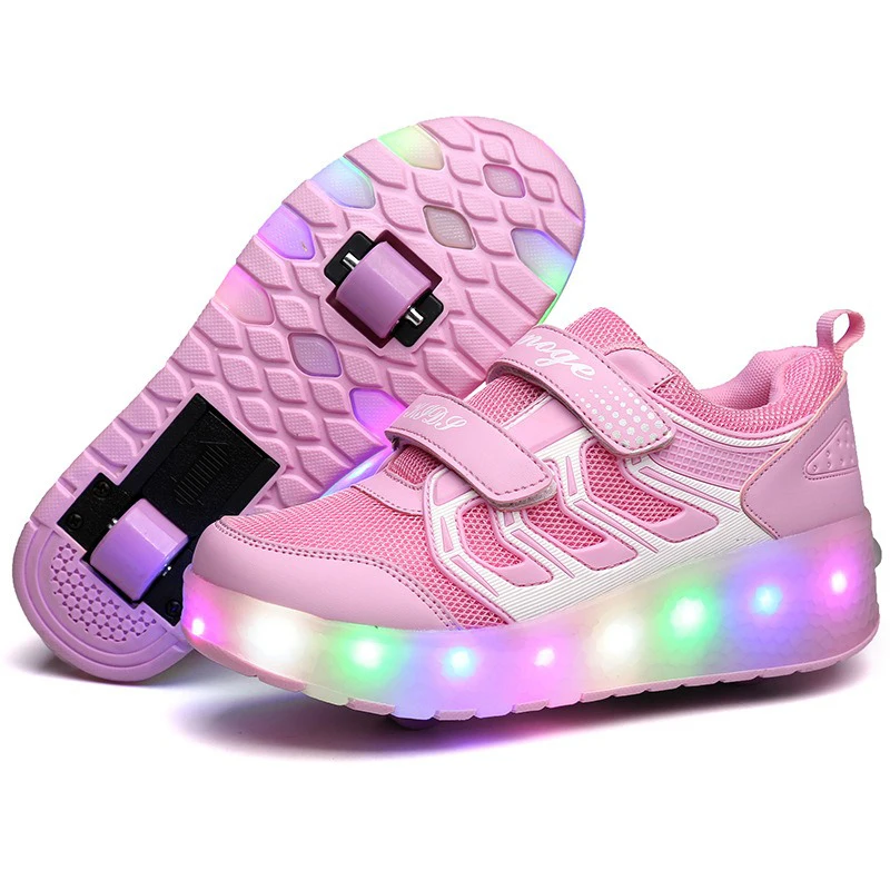 Fashion Outdoor Sports Roller Shoes  Led Light Deformation Parkour  Skates Children’S Luminous Glowing Youth Men Women Sneakers