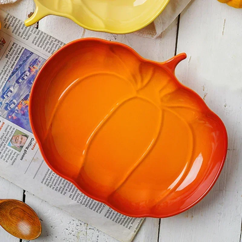 

Pumpkin Series Cute Ceramic Plates Dinner Plates Japanese Pasta Dessert Plates Household Salad Plates Deep Plates Ins Style