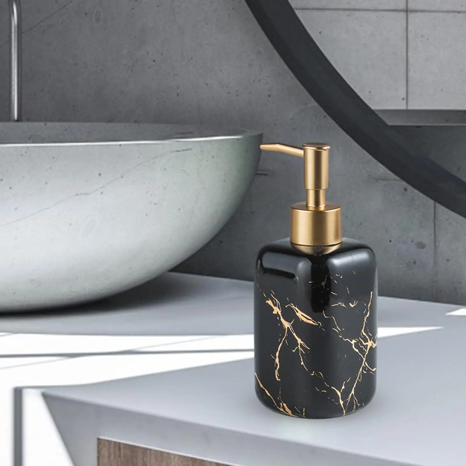 Marble Texture Soap Dispenser Lotion Bottle Pump for Hotel Kitchen Restroom gray