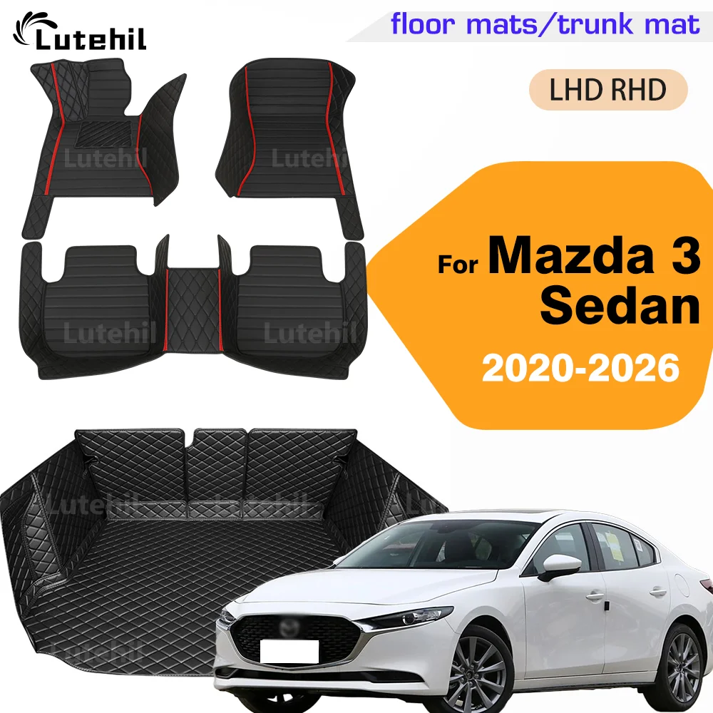 

For Mazda 3 Sedan Mazda Axela 3 BP MK4 2020-2026 2025 2024 23 Car Floor Mat Custom Full Coverage Trunk Mat Foot Pads Cargo Liner