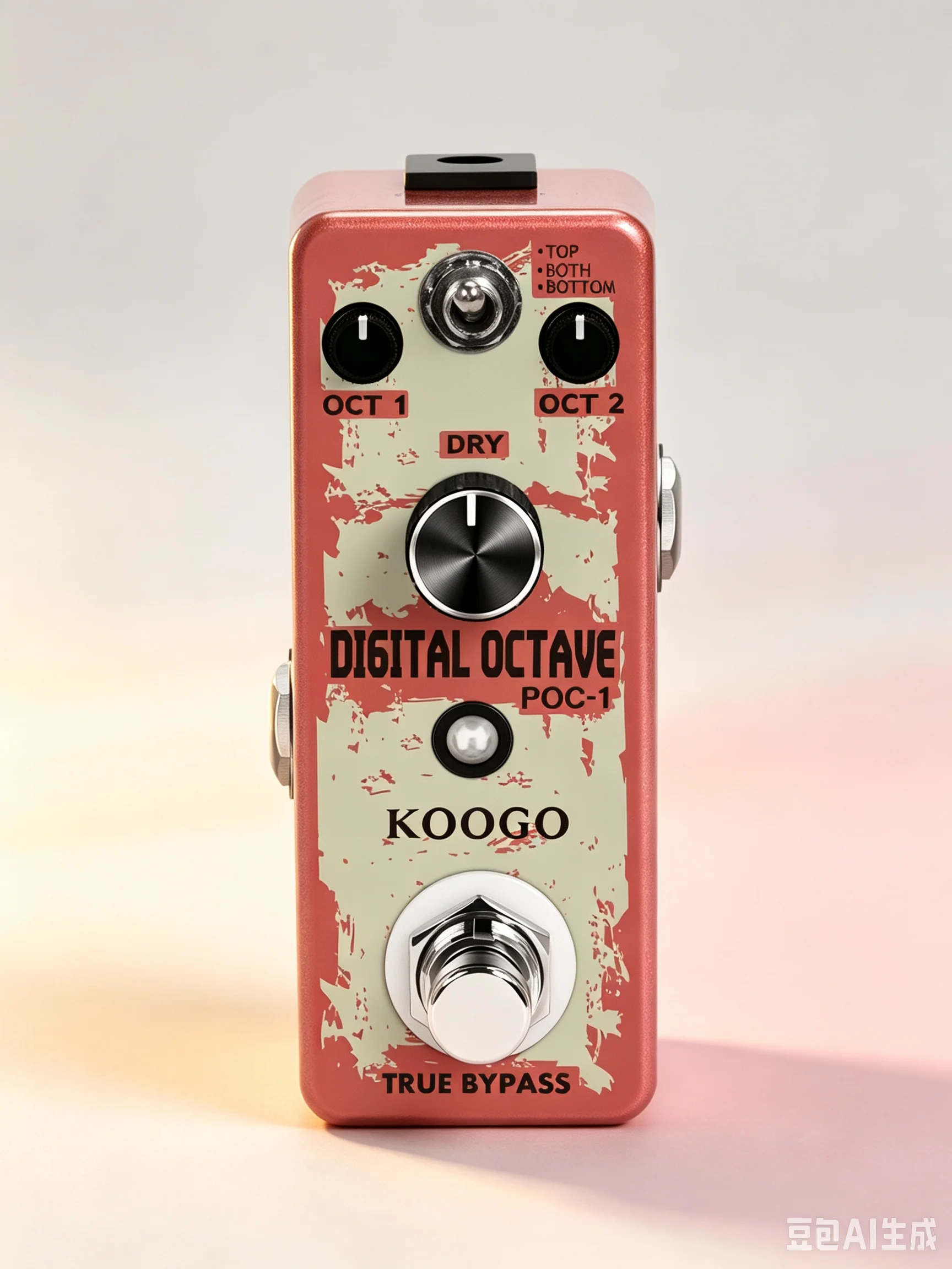 Rowin LEF-3806 Octpus Polyphonic Octave Guitar Effect Pedal, 3 Modes Top/Bottom/Both, 11 Octave Tone Presets, True Bypass