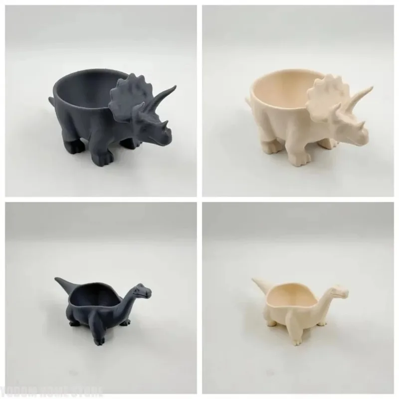 Cute Dinosaur Animal Shape 3D Printed Mini Planter Multifunctional Flower Pot Small Storage Pot Desktop Home Balcony Ornament