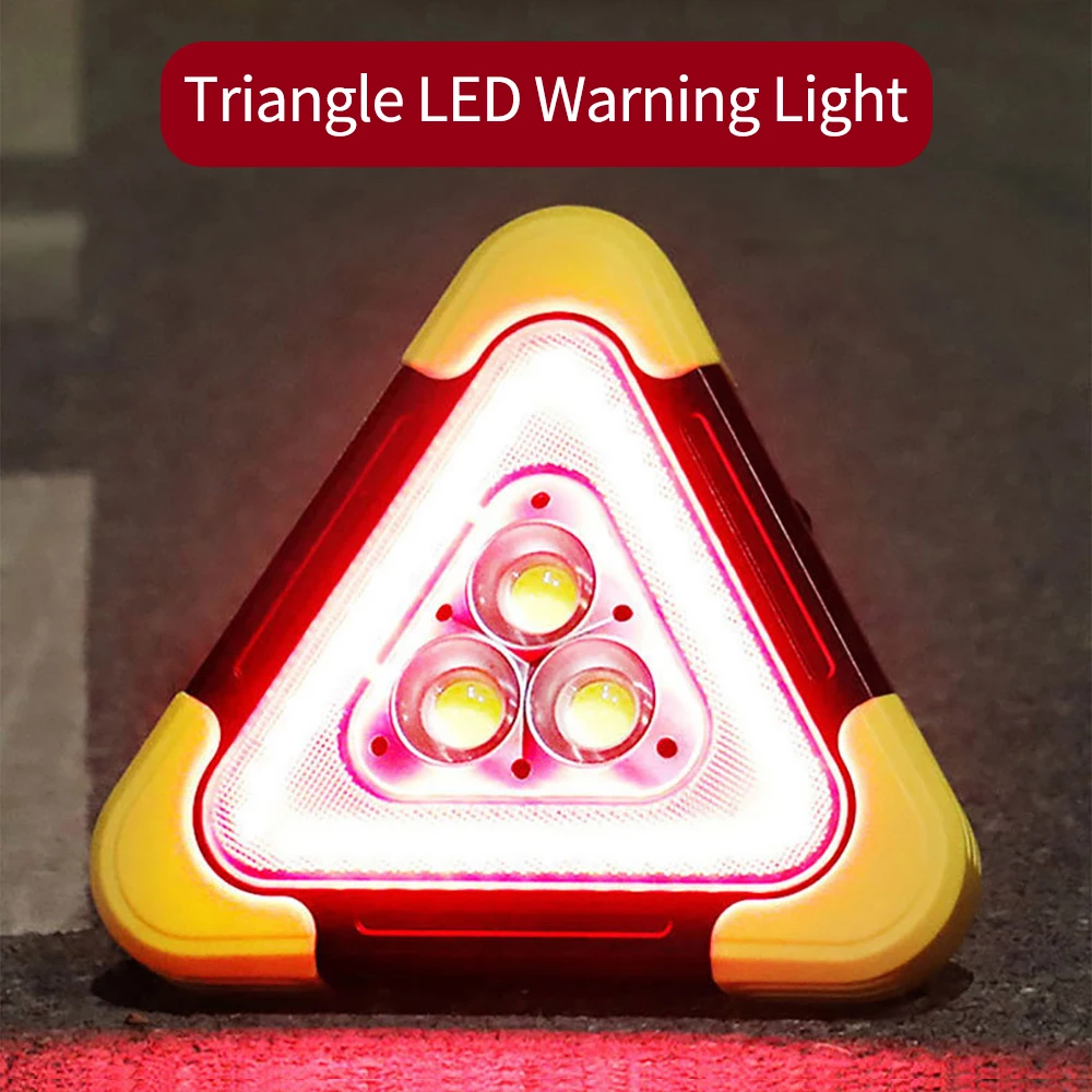 Tripod Caution Car Emergency Warning Light LED Solar Rechargeable Lights Multi-function Safety Signs