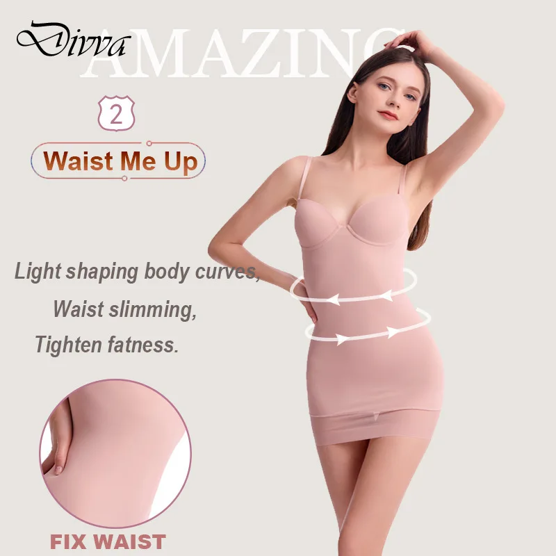 Slimming Full Length Shapewear Slips Nude Straight Tube Dress Body Shaper Women Skinny Under Dresses Underwire Cup Black