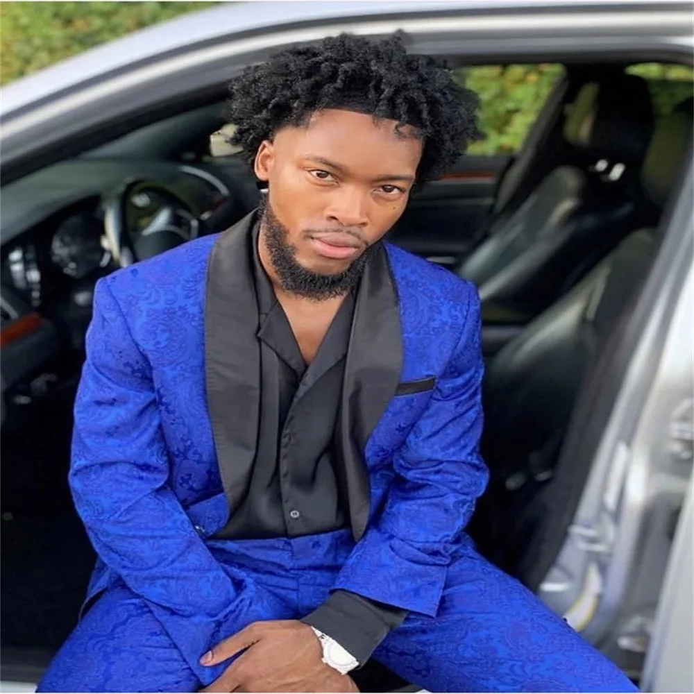 

Handsome Royal Blue Custom Slim Shawl Lapel Men's Suit Wedding Groom Tuxedo Man Suits 2 Piece