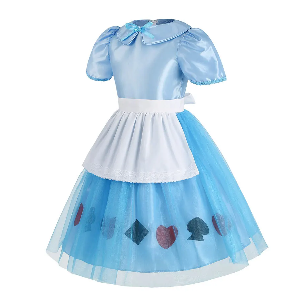 Girls Alice Costume Pirncess Wonderland Alice Costume Halloween Cosplay Party Ball Gown Kids Birthday Gift Lolita Dress