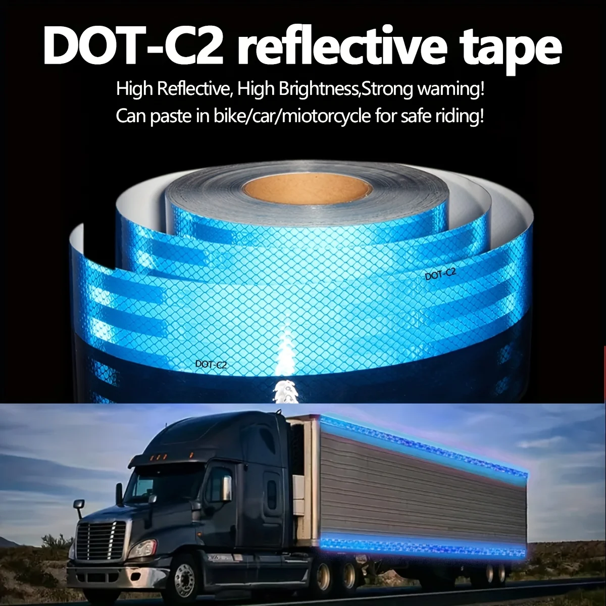 

Синяя светоотражающая лента европейского стандарта DOT, предупреждающие наклейки безопасности, установка пола, водонепроницаемая, клейкая, для грузовика, дороги