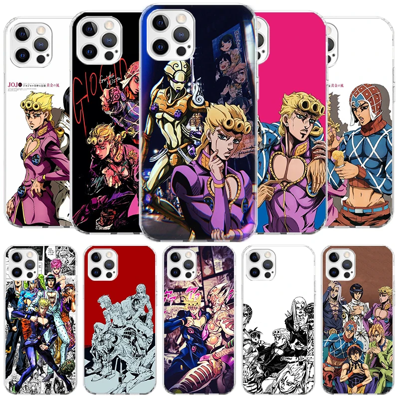 JoJo Bizarre Adventure Golden Wind Cover Cassa Del Telefono Per iPhone 16 15 14 13 12 Mini 11 Pro Max X XS 7 Plus 8 + SE 2020 Morbido Funda