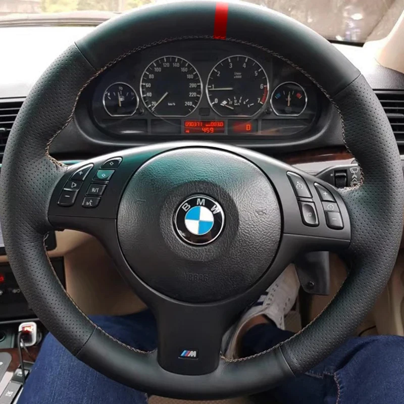 

Hand Sewing Car Steering Wheel Cover for BMW M Sport E46 330i 330Ci E39 540i 525i 530i M3 M5 Genuine Leather Car Accessories