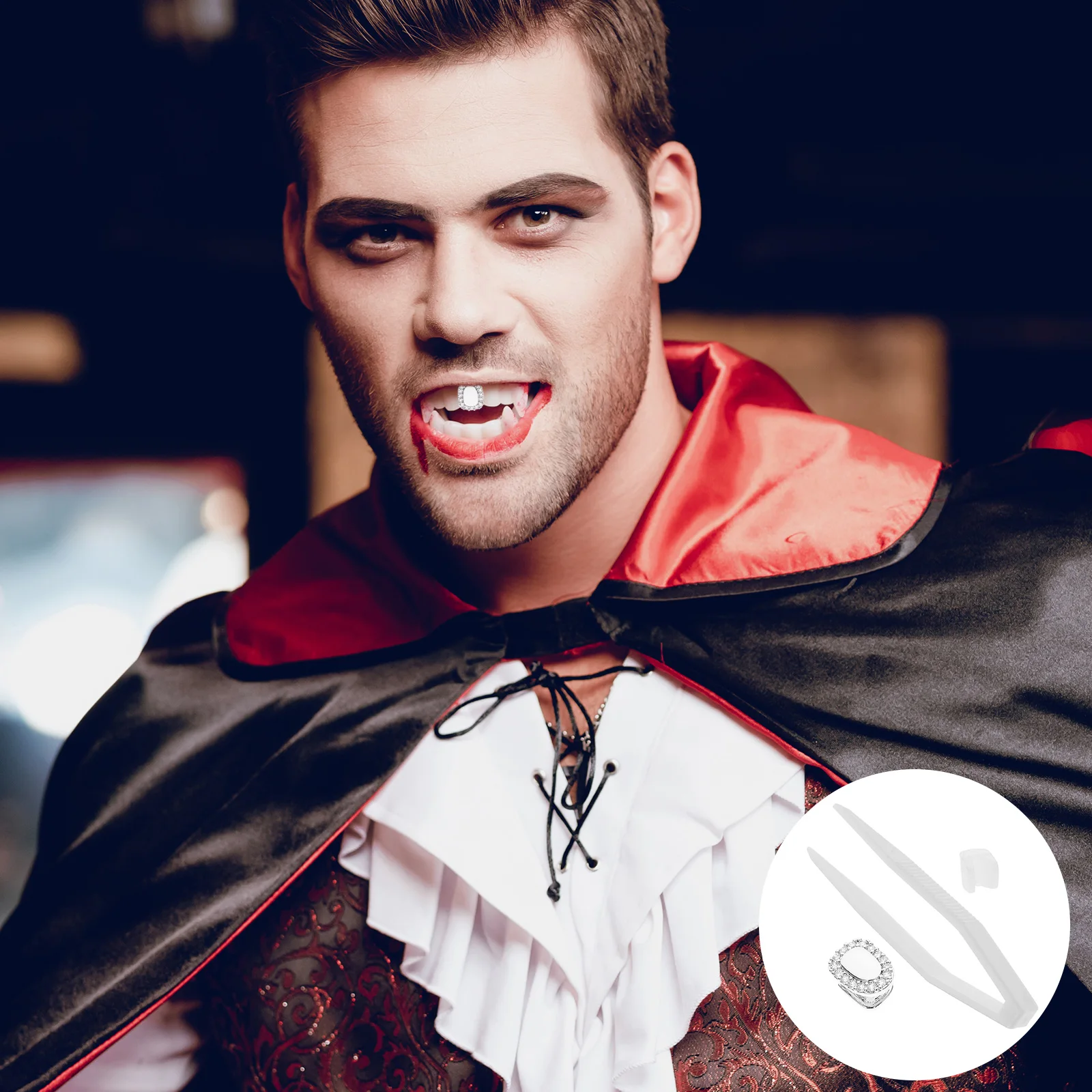 

1 Set Grills Hip-Hop Metal Rhinestone Grill For Rappers Adults Decorative Teeth Jewelry Cosplay Props Single Mouth Grills Gold