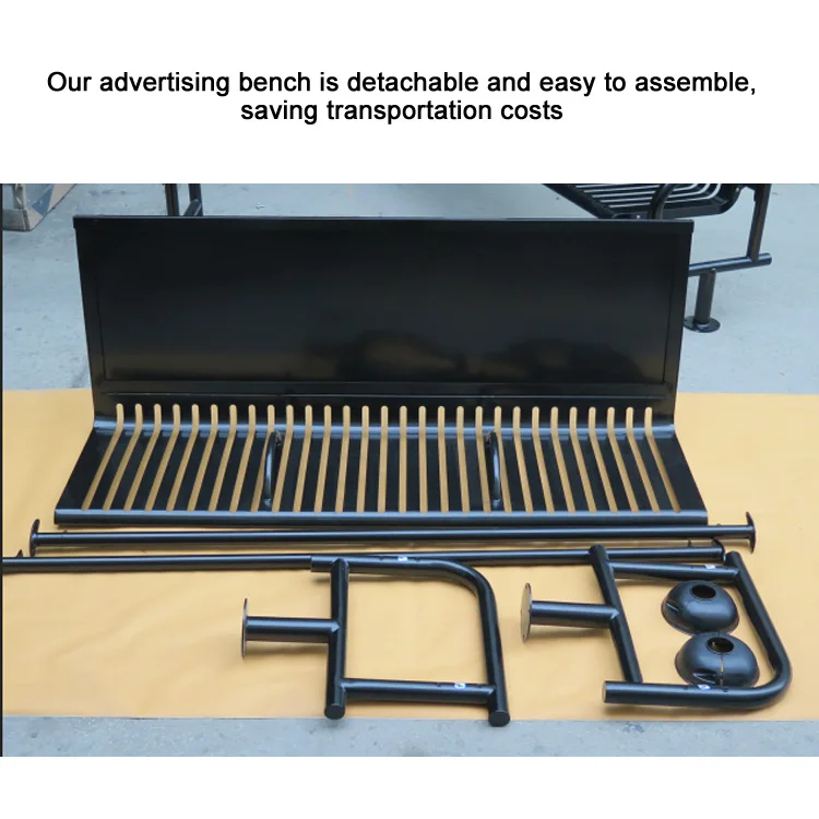 Outdoor Leisure Steel Bus Stop Advertising Bench Manufacturer Street Garden Chair Park Bench
