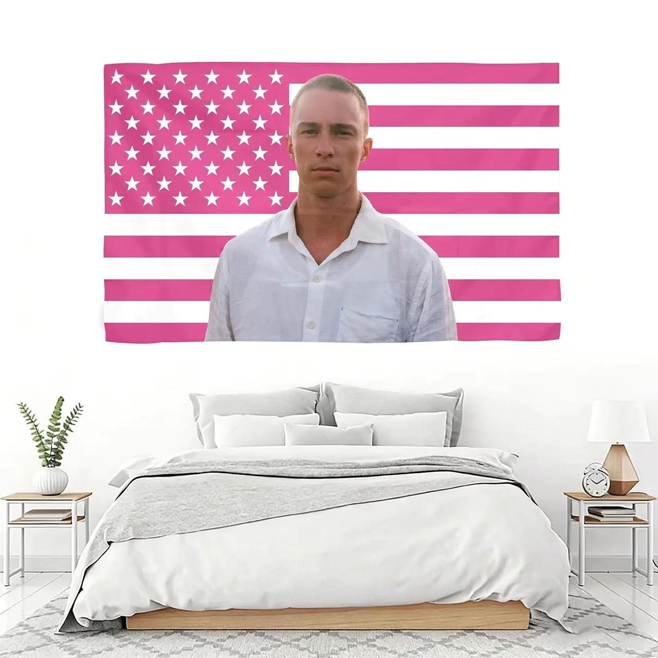 R-Rafe Cameron Outer Banks Pink American Flag Tapestry, Aesthetic Wall Hanging, Room Bedroom House Decor for OBX Fans