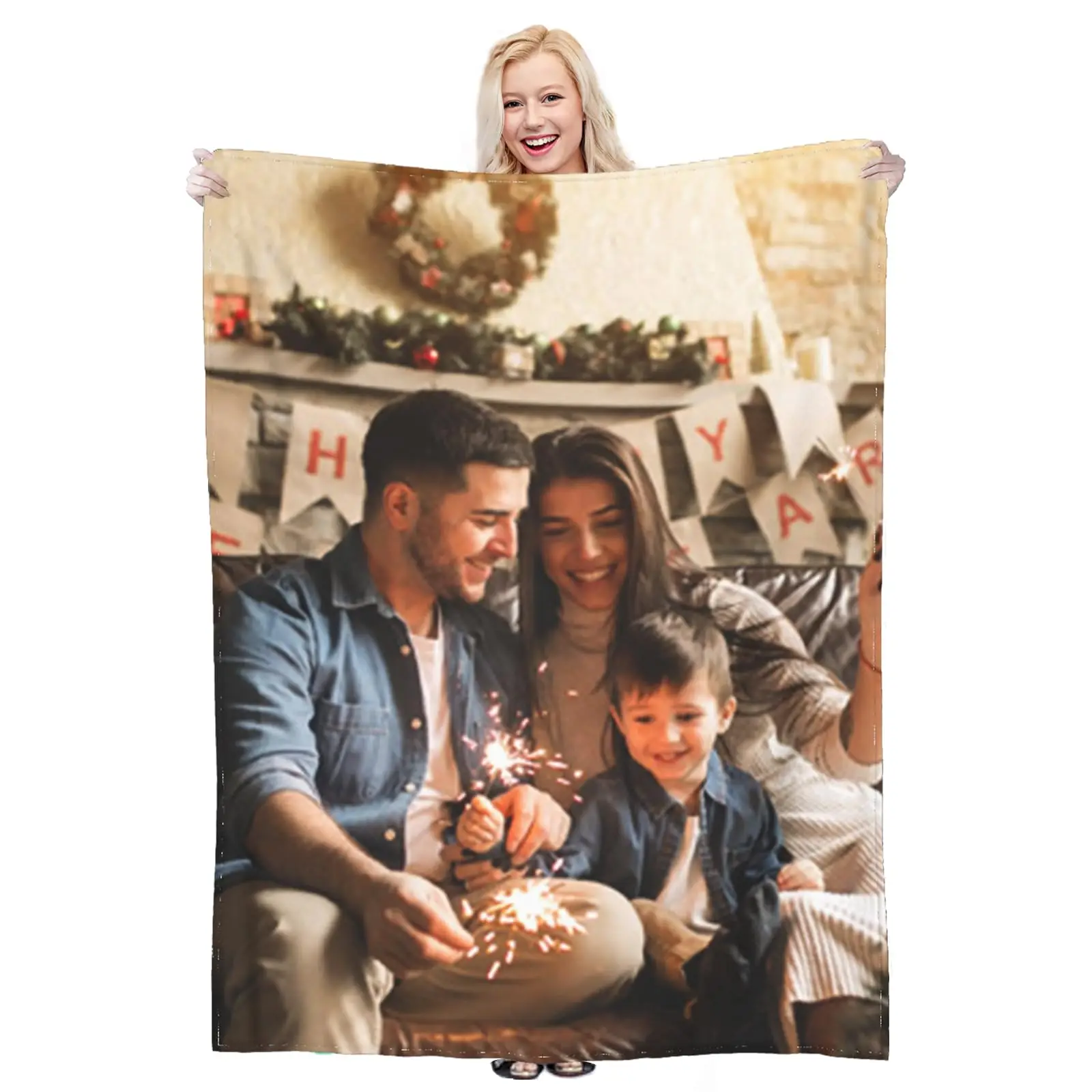 

Custom Blanket With Photo Text Throw Blanket for Friends Mother Father Personalized Gift Flannel Blanket for Birthday Gifts