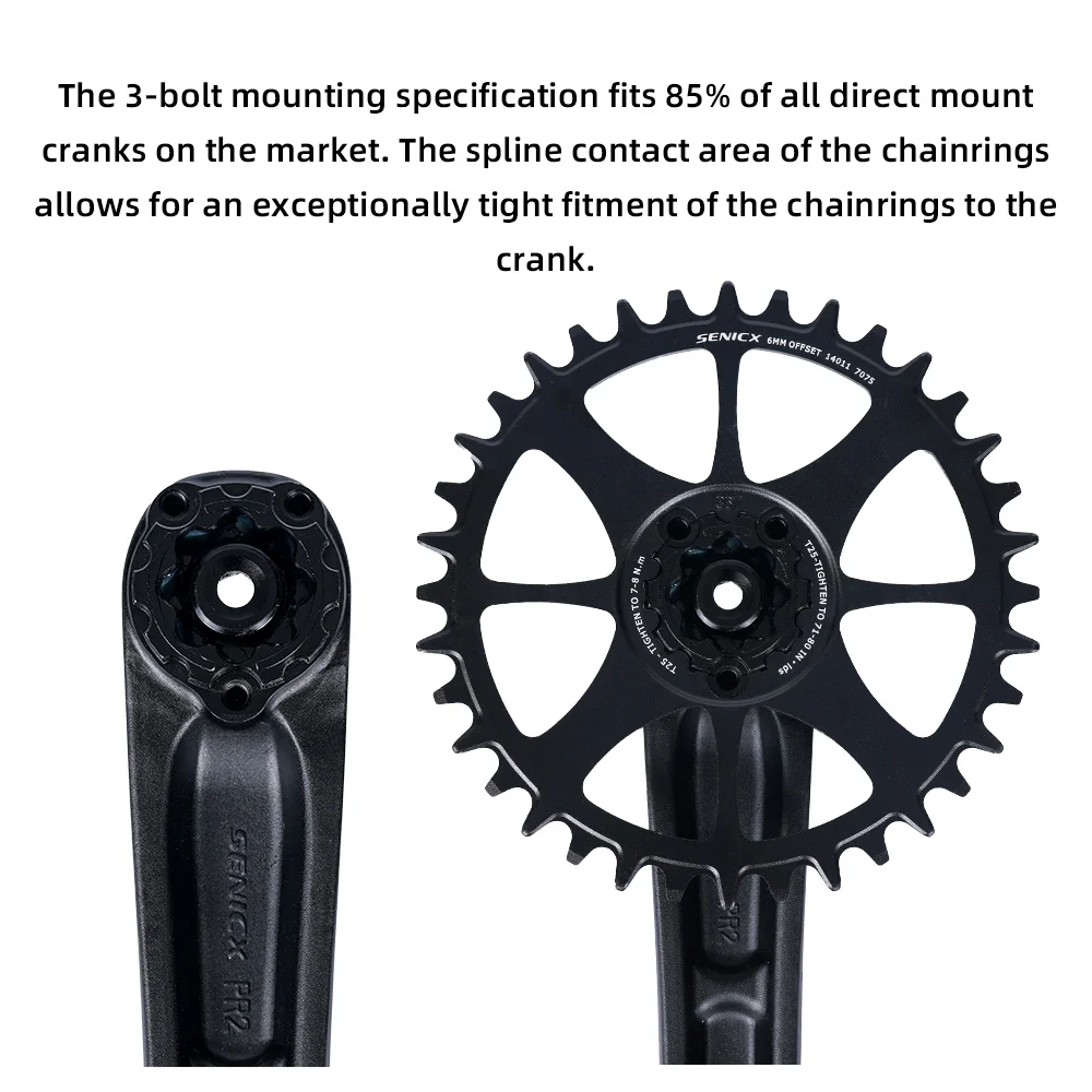 3-Bolt Direct Mount Crown for Mountain Bicycle, MTB Chainring, Positive and Negative Tooth, 30T, 32T, 34T, 36T, 38T, New