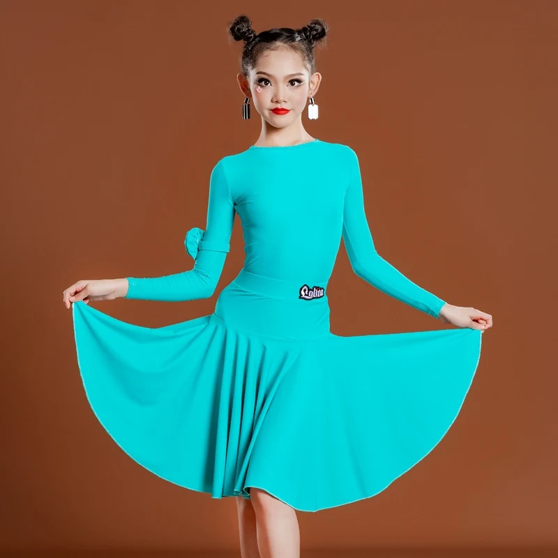 Wiele kolorów children's National Standard sukienka do tańca towarzyskiego Girls Competition Latin Dance Dance Dress Kids 8860