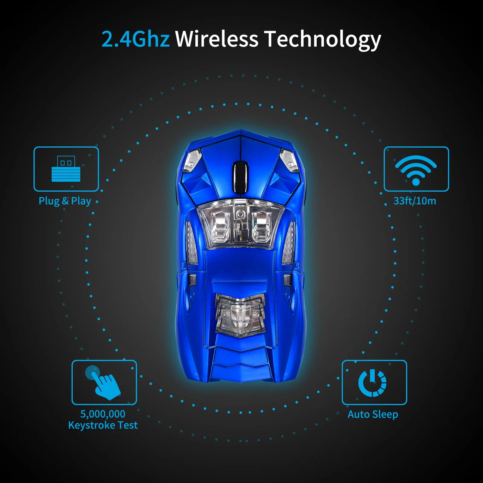 Hot Selling 3D Car Shaped Wireless Gaming Mouse 2.4GHz USB Receiver Rechargeable Battery Ergonomic Design Ideal Business Gift
