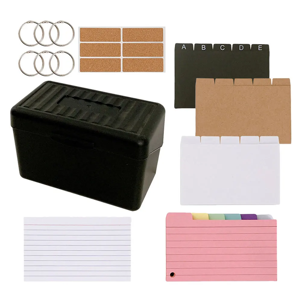 

Desktop Lined Index Cards Color Assorted Storage Box Suitable Note Taking Study Office Flashcard Card Organizer