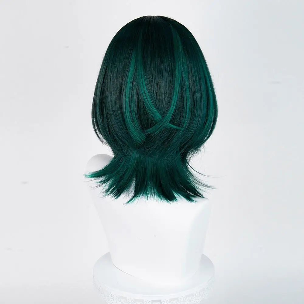 Peluca de Cosplay de Anime Nefer, pelucas con reflejos verdes para mujer, peluca de Cosplay, pelo sintético resistente al calor, fiesta de Halloween