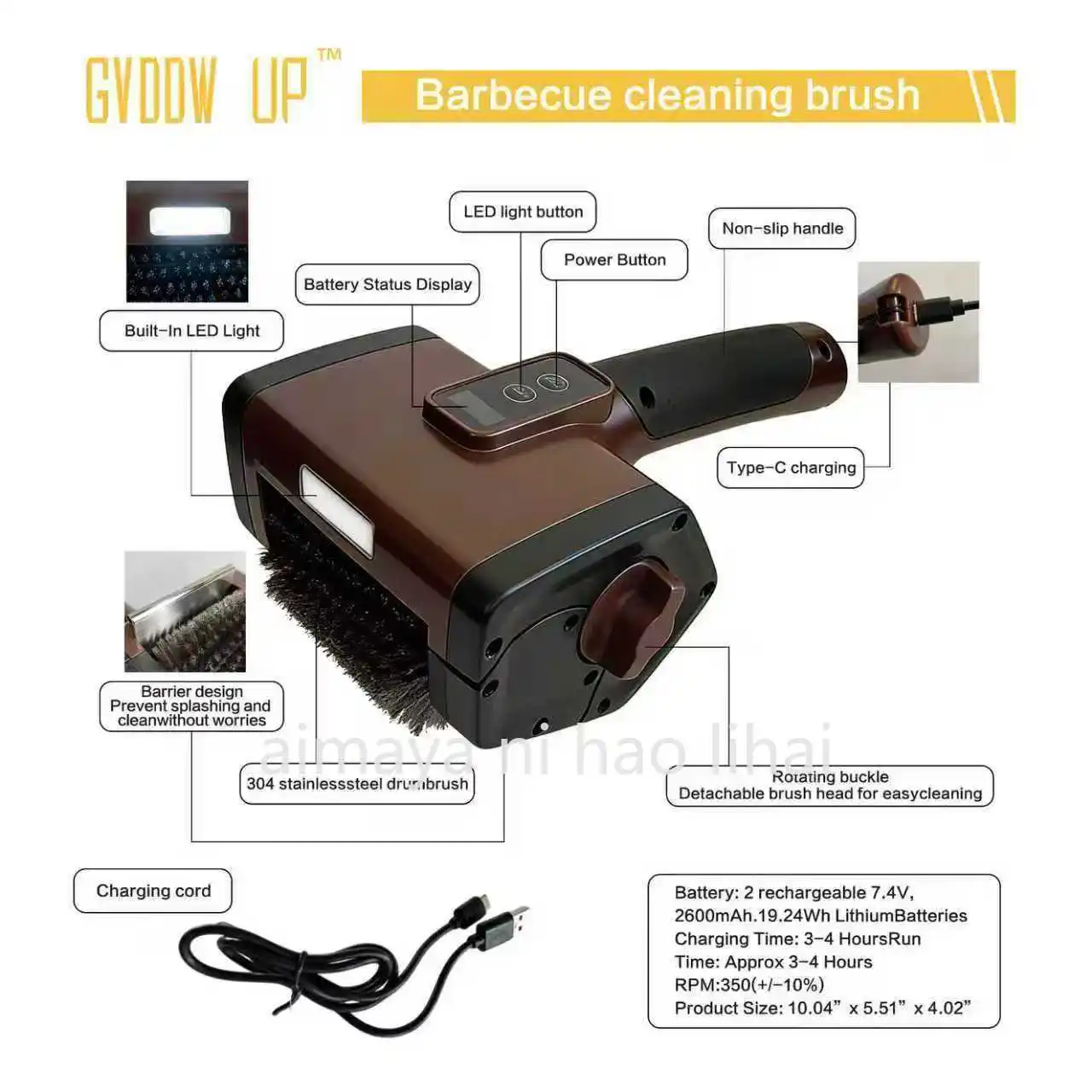 

Barbecue Cleaner Brush Bristle-Free Spinning Grill Brush Brushless Rotary Barbecue Brush
