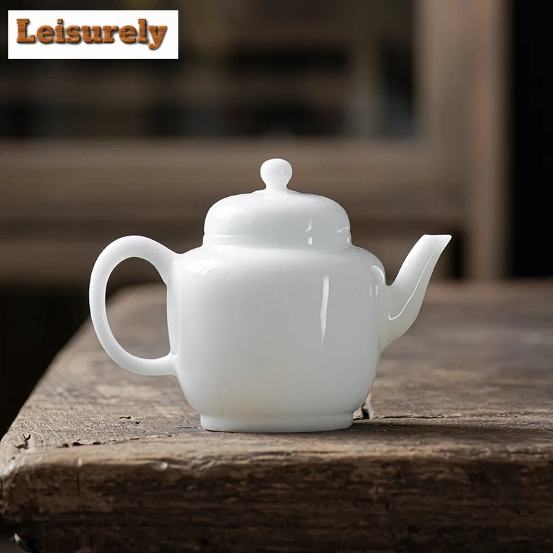 

85ml Dehua Ice Seed Jade Porcelain Teapot Sheep Fat White Pot Tea Maker Kettle with Filter Chinese Tea Set Accessories Ornaments