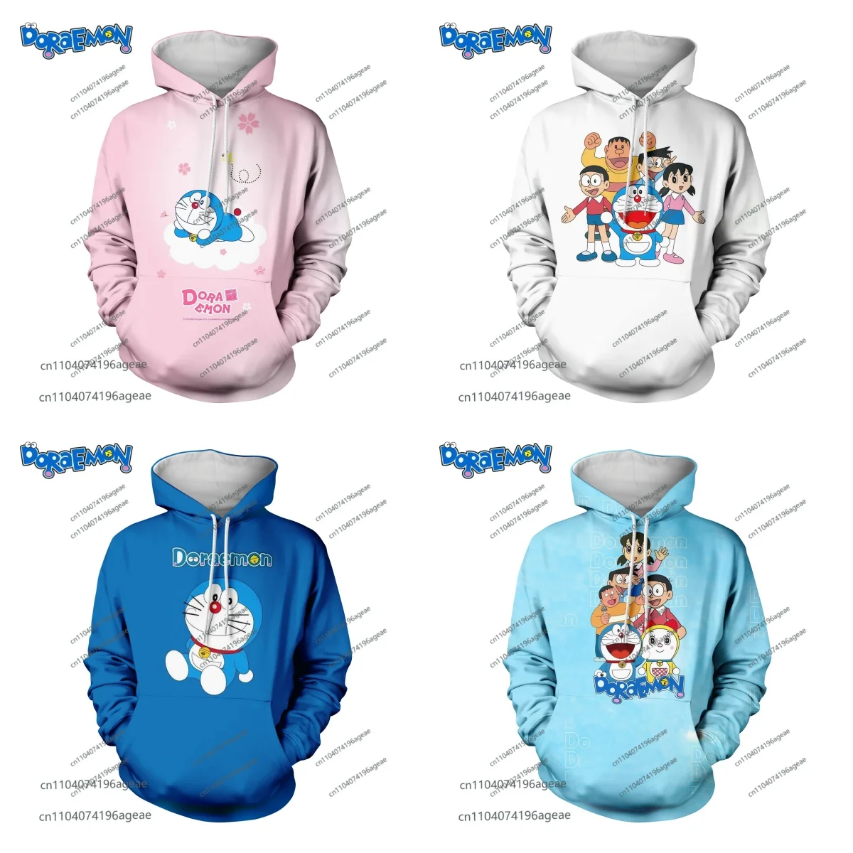 2025 Sudaderas con estampado 3D de Doraemon y sus amigos más vendidas: ropa informal para exteriores para hombres, mujeres, adultos y niños