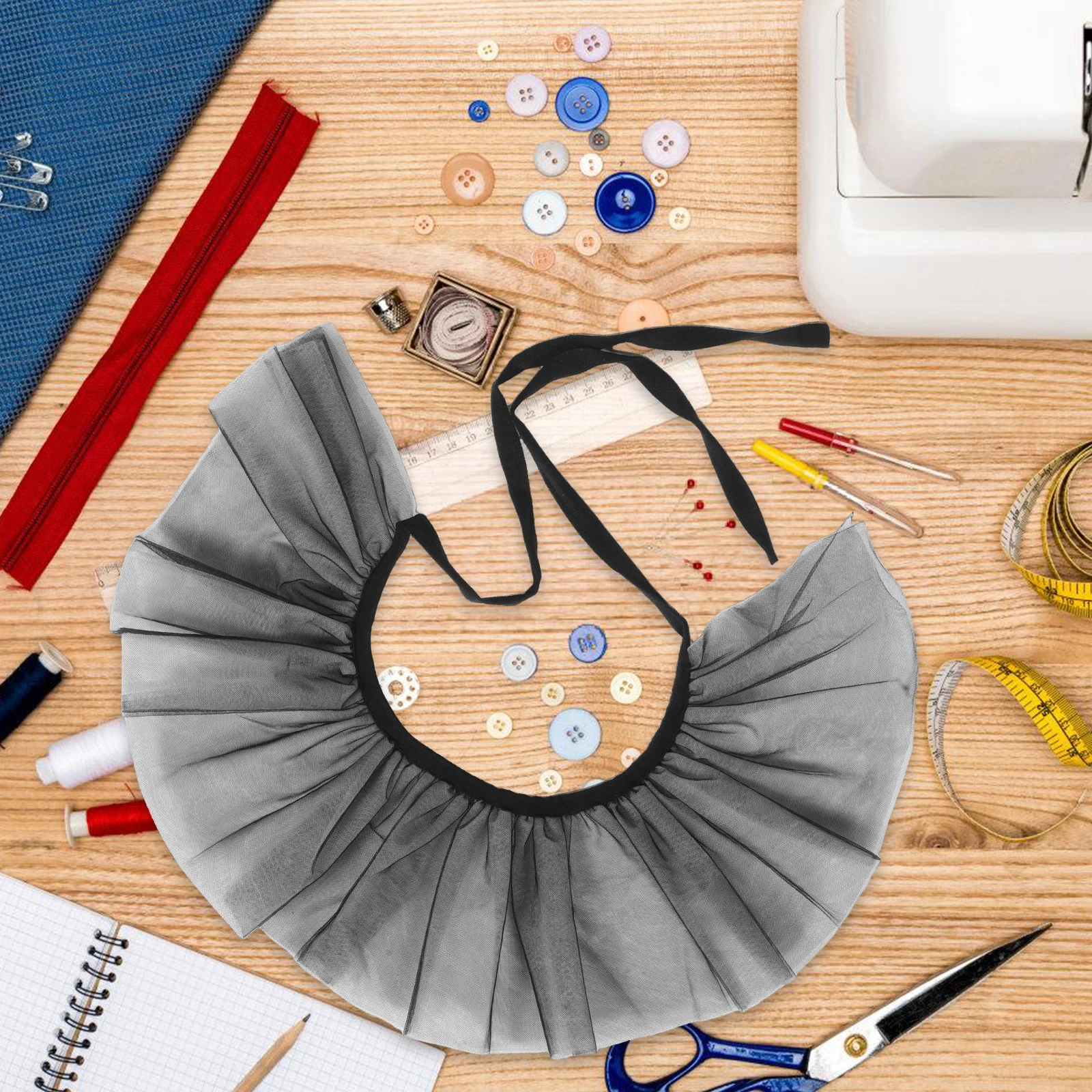 انفصال طوق أسود أبيض التباين الطبقات شبكة نفخة الرقبة كشكش ل تأثيري حلي مهرجان الأزياء التبعي #1