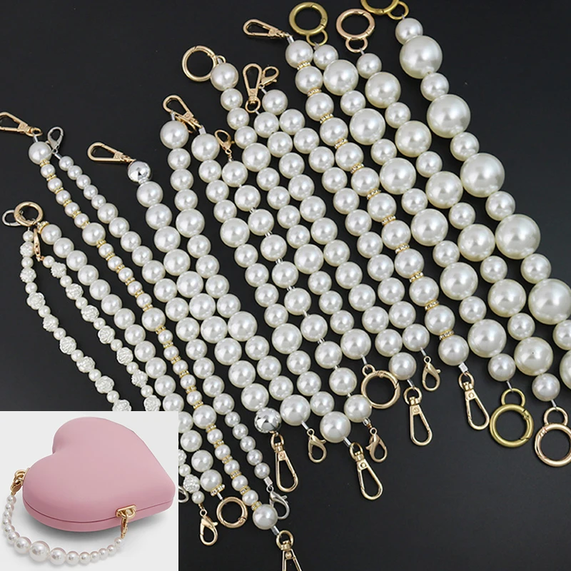 Wholesale Imitation Pearl Chain Mixed Bead Bag Chain Mobile Phone Lanyard Women Handbag Purse Chain Decorative Bag Handles Belts