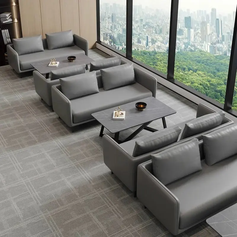 Office sofa coffee table combination business rest reception three-person small apartment simple office sofa