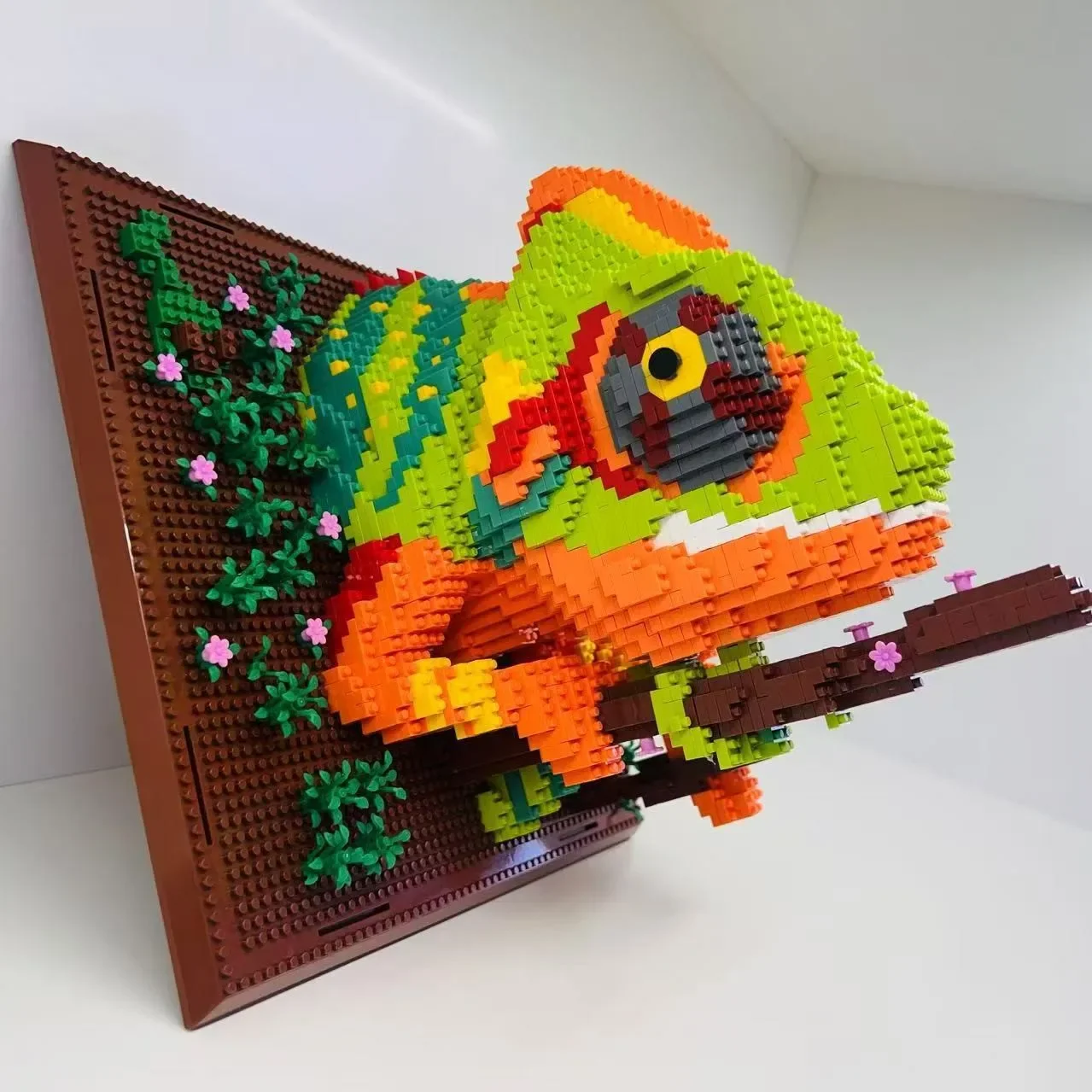 

3D Building Blocks Chameleon Head Mural Wall Block DIY Animal Pendant Wall Decor Wall Hanging Sculpture Home Decor Toy Gift