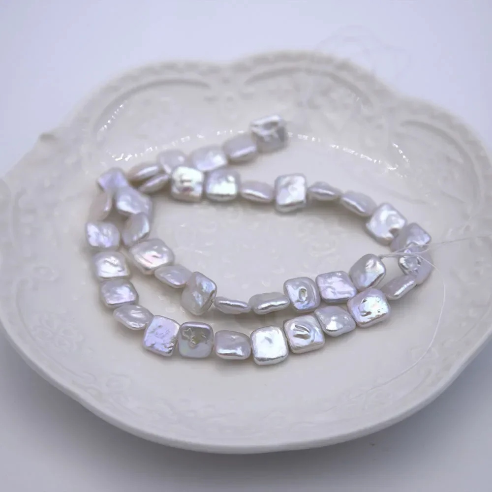 

Hot New Arrivals 10mm Natural Freshwater Pearl Square Bead String High-quality White 39cm DIY Bracelet Necklace Accessories
