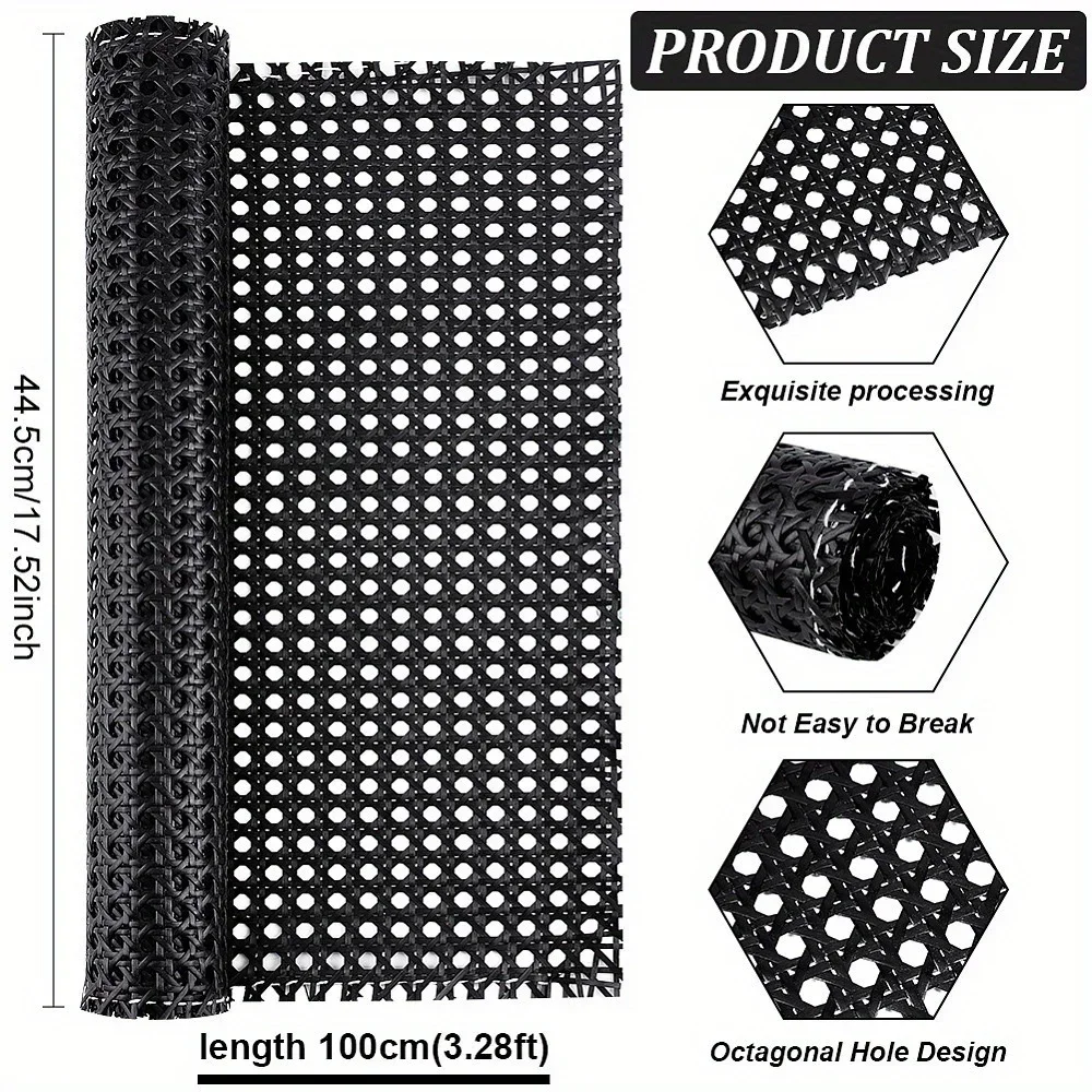 Czarny/biały nowy kolor plastikowy ośmiokątny rattanowy rolka meble krzesło stół drzwi do szafki DIY materiały do robienia naprawa narzędzi powierzchniowych