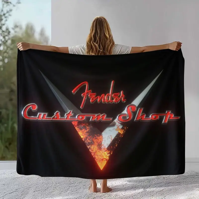 Vintage Fender Guitar Rock Music Soft Flannel Throw Blanket,Cozy Warm Blanket for Bed,Sofa,Living Room,Picnic,Camping,Home Decor