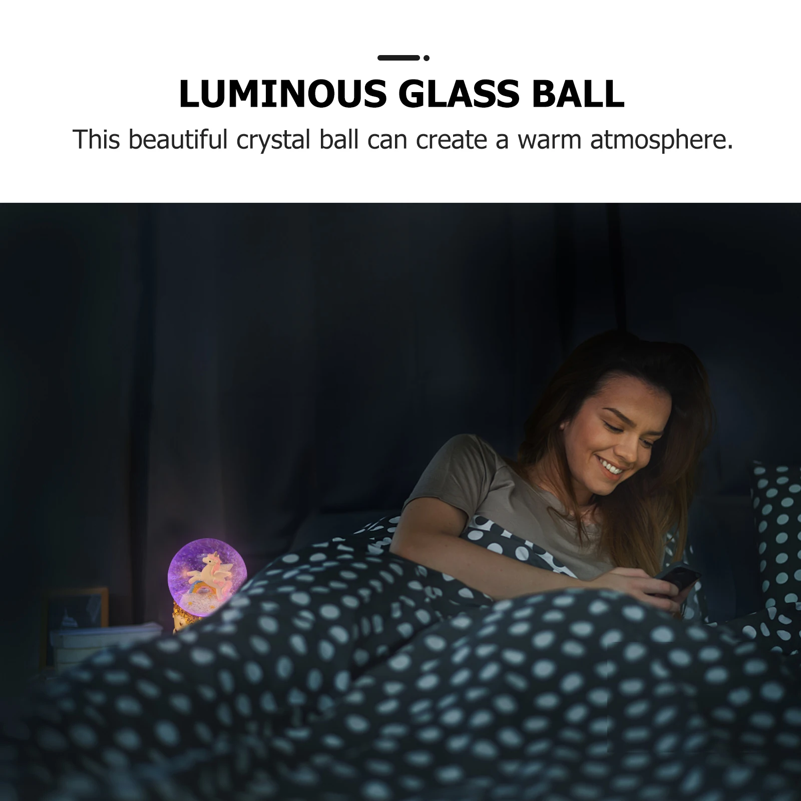 

Crystal Ball Unicorn Design Adornment Luminous Glass Resin Shape Music Box Night Light Birthday Gift Party DIY nament Clear