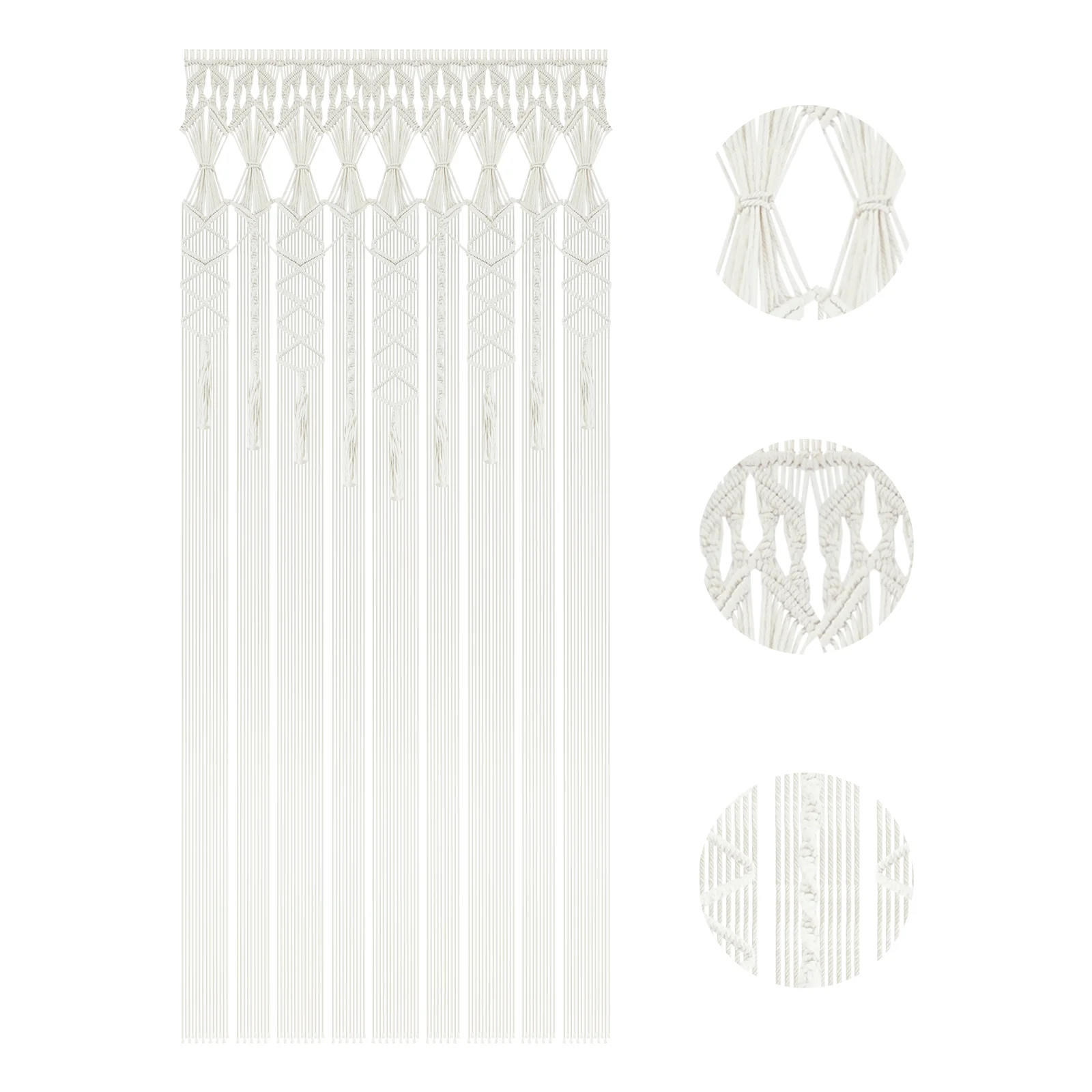 Indoor Space Partition Decor, Door Curtain, Beige Hand-woven Polyester Cotton Door Curtain, Door Curtain for Bedroom & Entrance Privacy Decoration