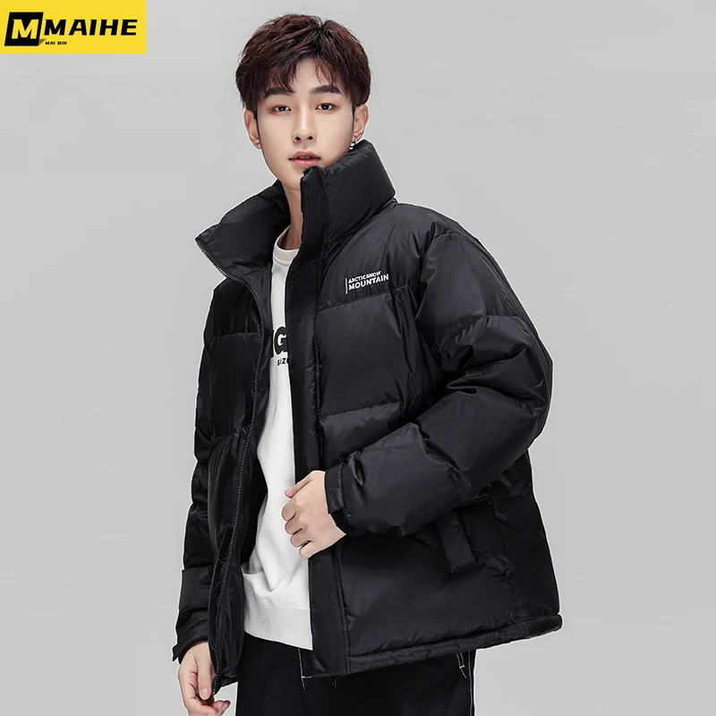 Luxury Winter Down Jacket Men's Camouflage Thickened Vertical Collar White Duck Down Warm Coat Couple's Casual Short Down Jacket