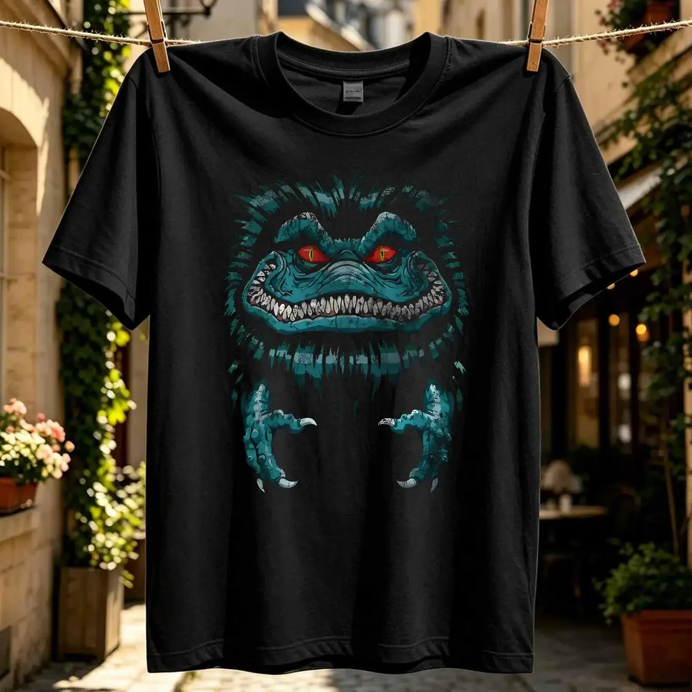 washed T Shirt SPACE MONSTER WOMEN Halloween Symbol Logo Sign Critters vintage Washed graphic Soft Comfortable