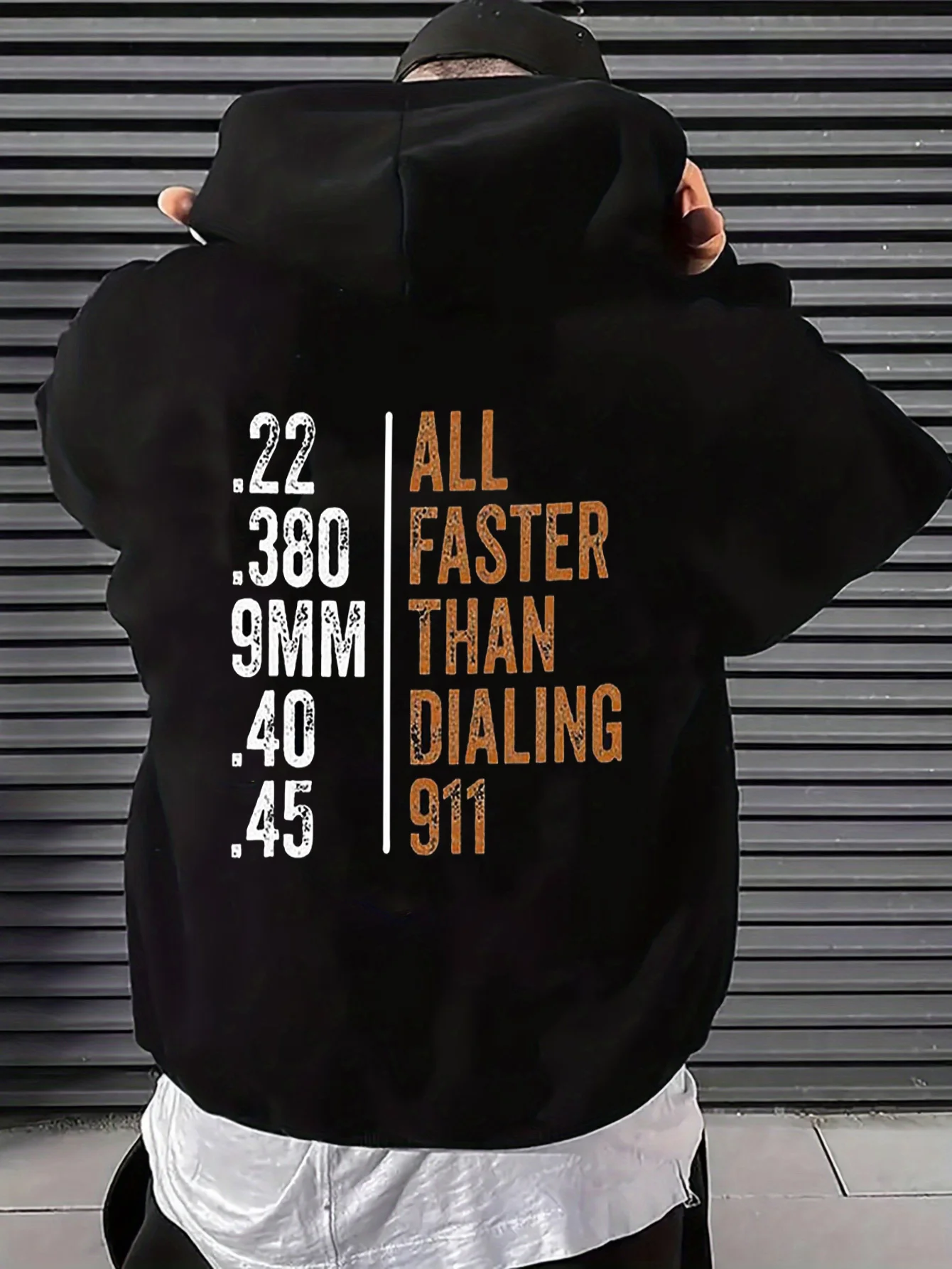 Men's Casual Hoodies in Various Sizes, Faster Than Calling 911, Gun Enthusiast Statement Style, Oversized Long-Sleeve Pullover, Machine Washable, Casual Fashion Top
